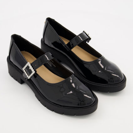 Black Maryjane Diamante Loafers  - Image 1 - please select to enlarge image