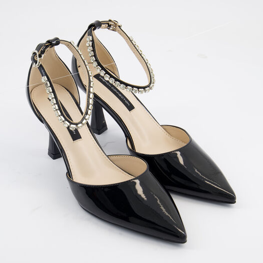 Black Diamante Embellished Heels  - Image 1 - please select to enlarge image