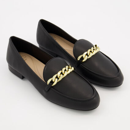 Black Leather Gaiia Loafers - Image 1 - please select to enlarge image