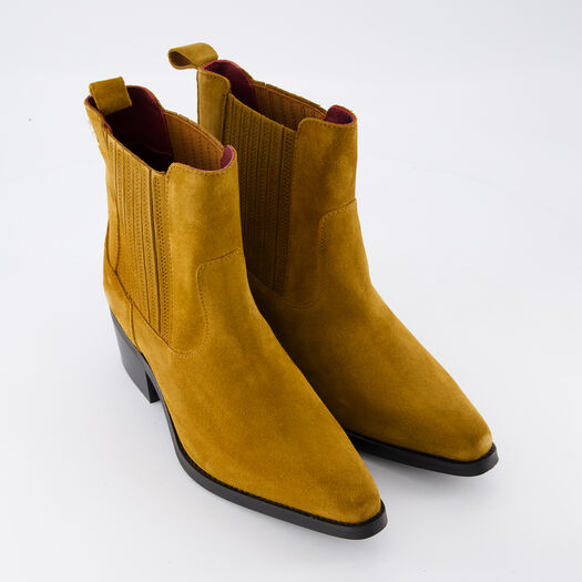 Braune Cowboy Stiefelette aus Wildleder - Bild 1 - bitte auswählen, um das Bild zu vergrößern