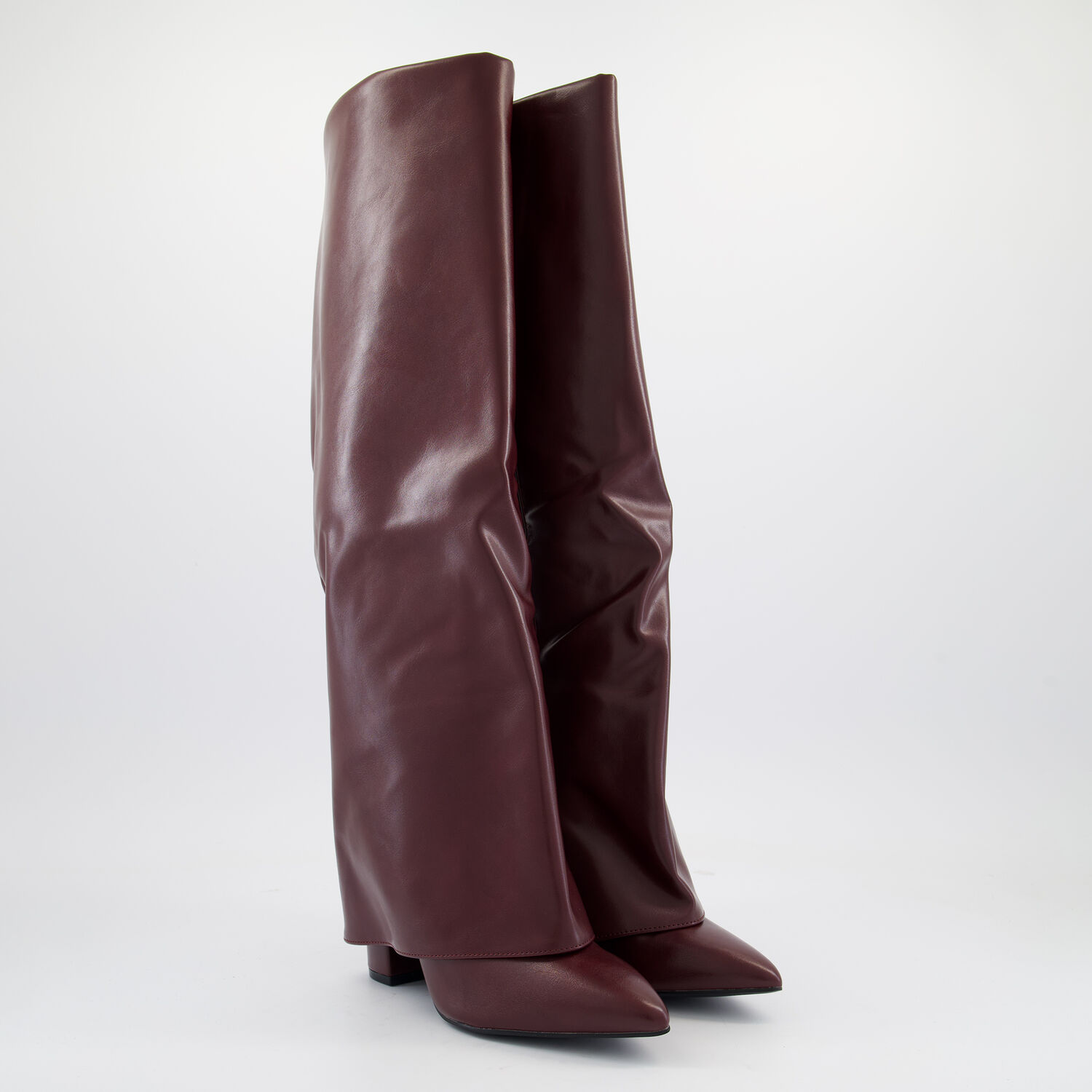 Wine Fold Over Knee High Boots TK Maxx UK - Main Image