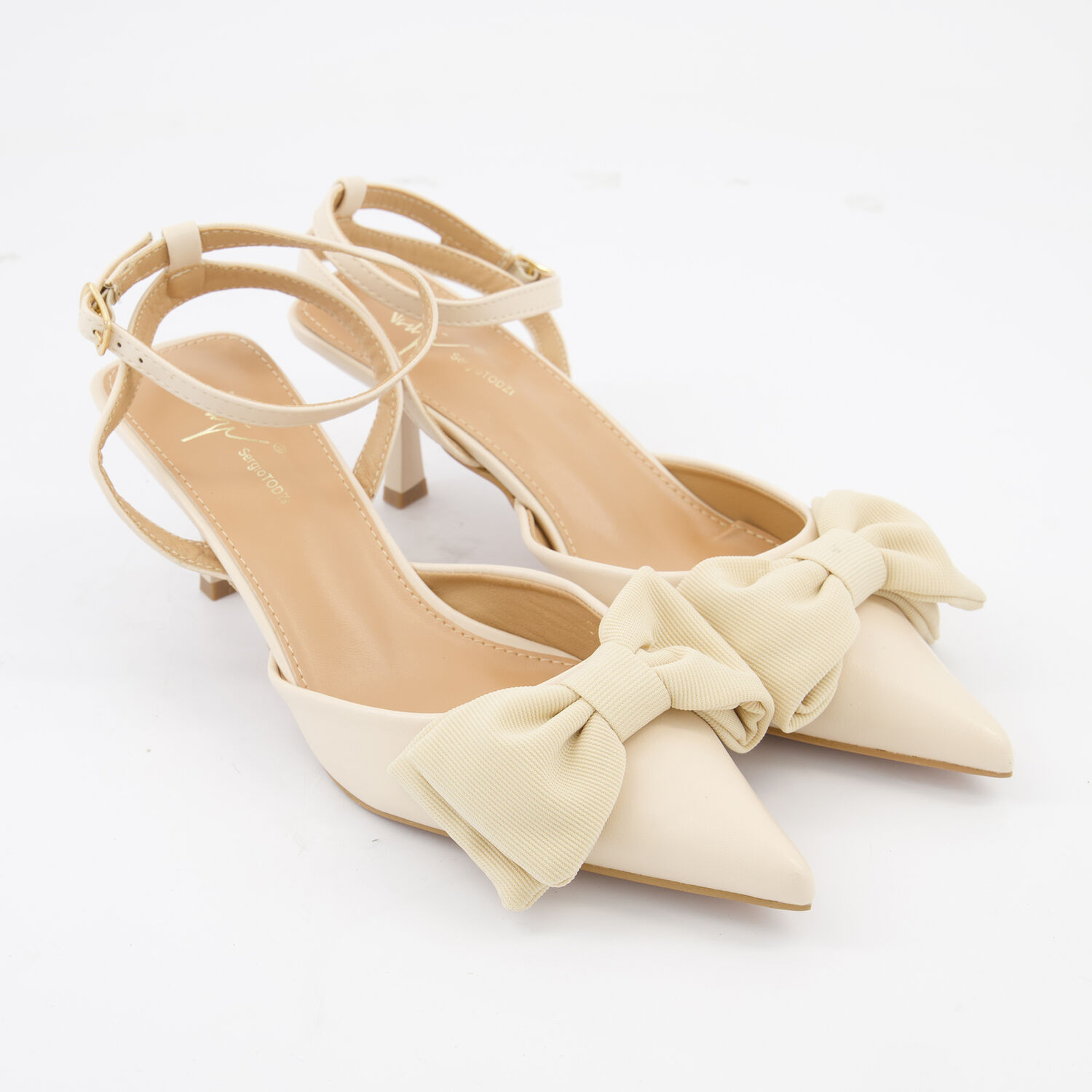 Cream Bow Heeled Sandals TK Maxx UK