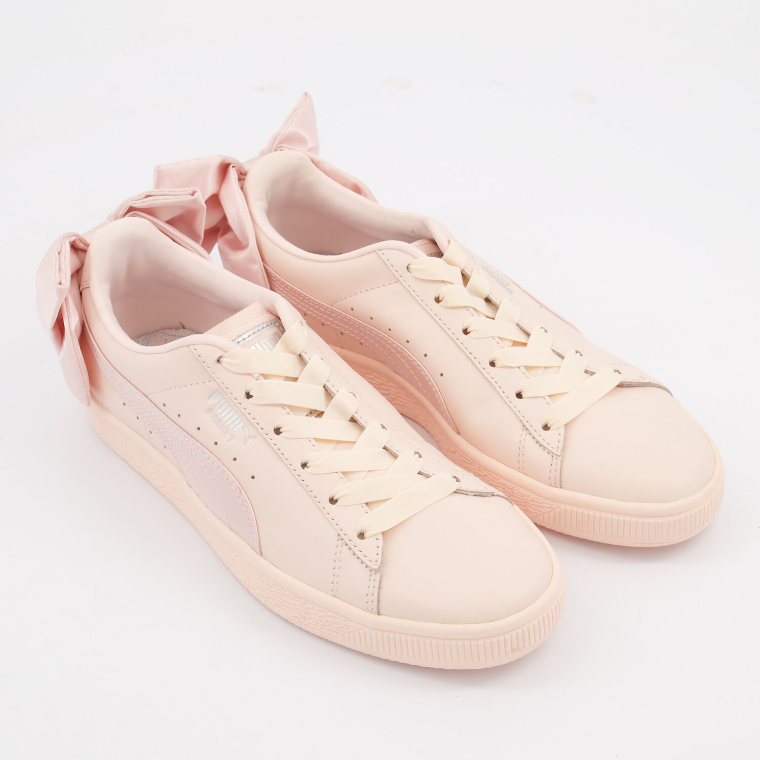 Bow Sneaker Puma Basket Pink Bow White Trainers Pearl Leather