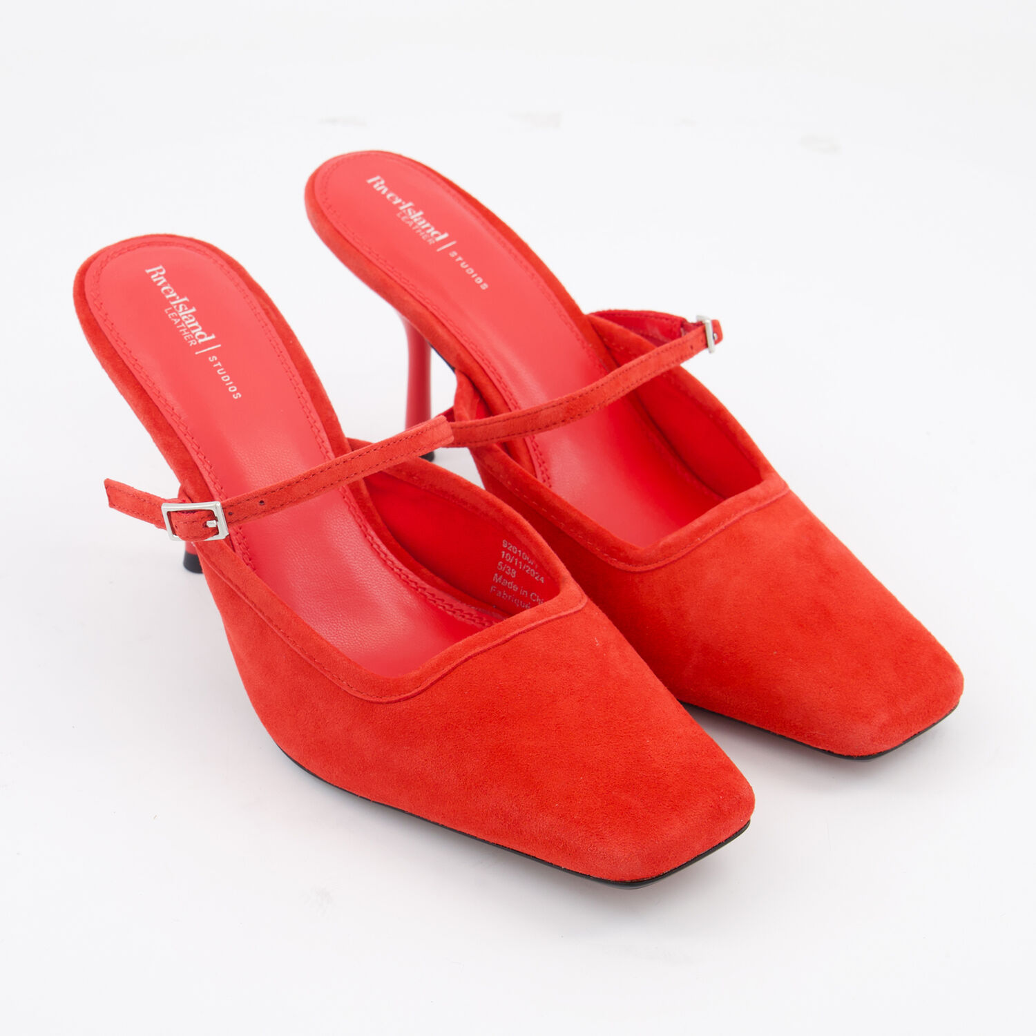 Red Suede Heeled Sandals TK Maxx UK