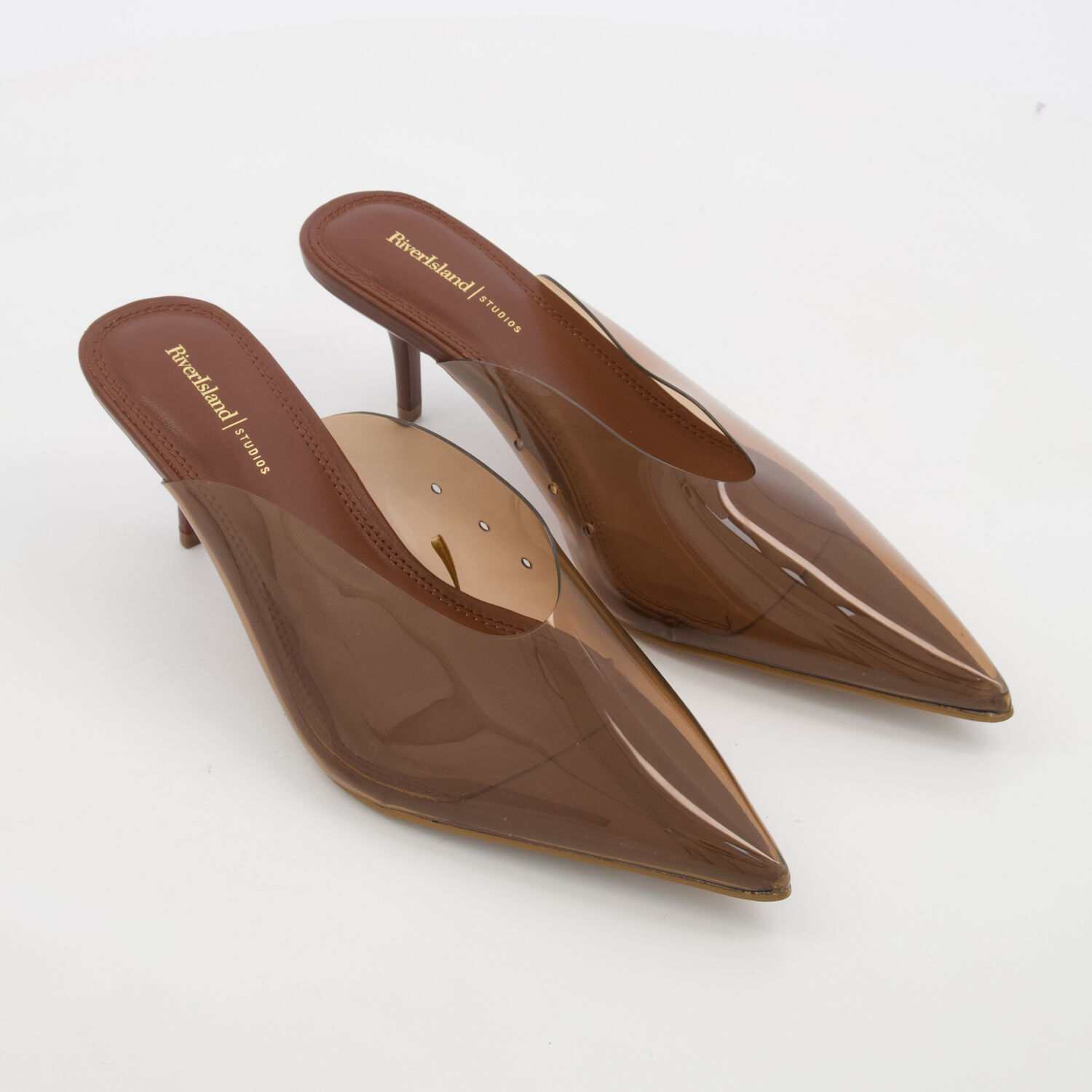 Brown Vinyl Mule Court Heels TK Maxx UK - Main Image
