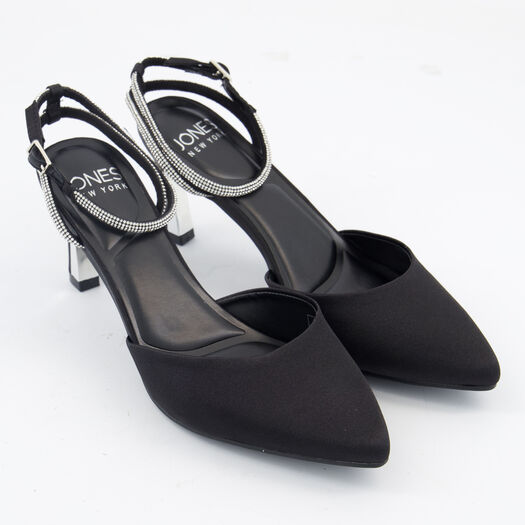 Black Satin Two Piece Heels - Image 1 - please select to enlarge image