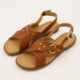 Tan Leather Flat Sandals - Image 3 - please select to enlarge image