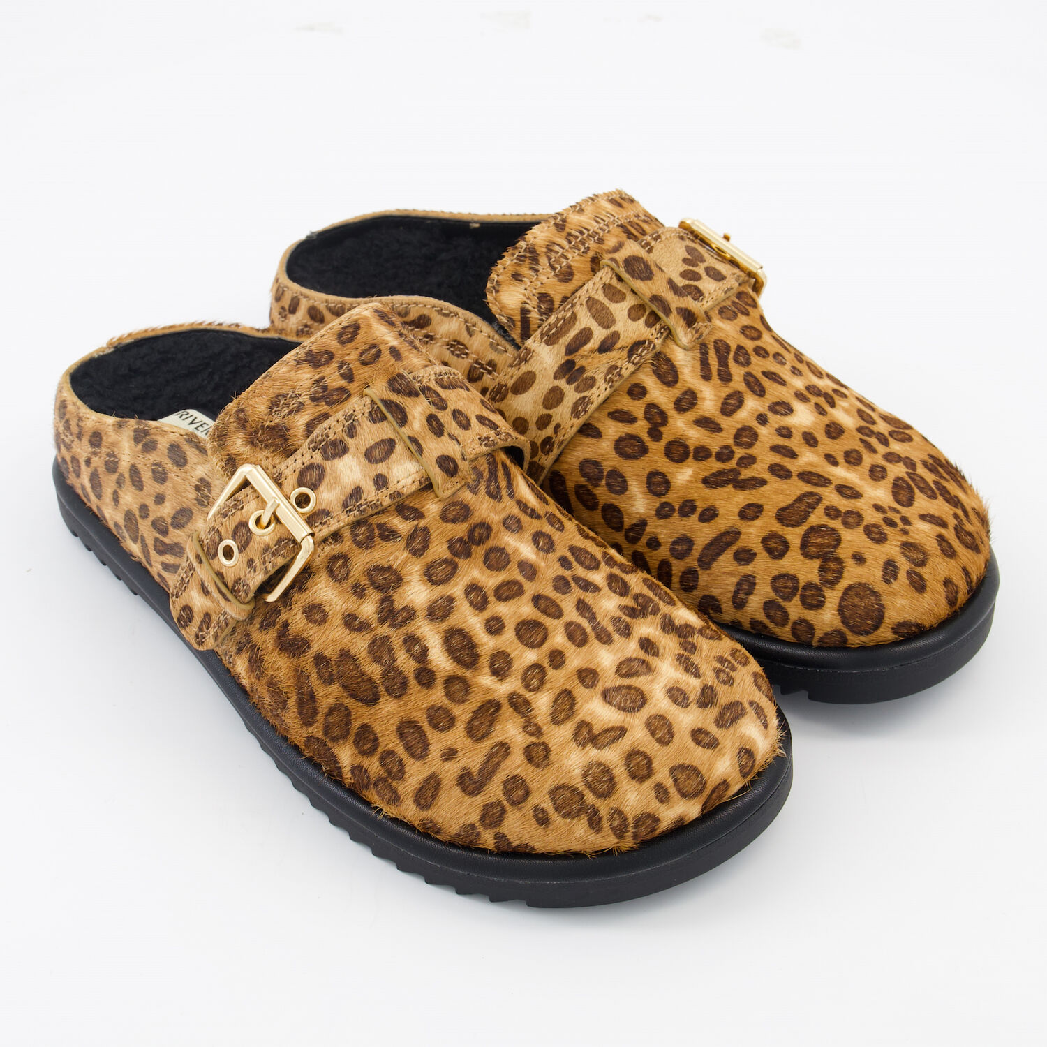 Brown Leather Leopard Clogs TK Maxx UK - Main Image