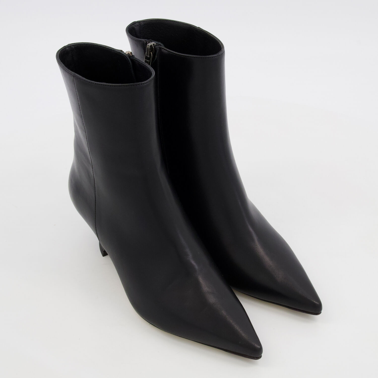 Black Leather Posh Heeled Ankle Boot TK Maxx UK1