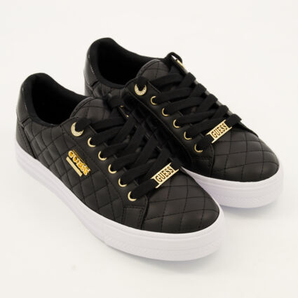 Black & Gold Tone Quilted Trainers - Image 1 - please select to enlarge image