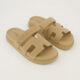 Taupe Flat Sandals - Image 1 - please select to enlarge image