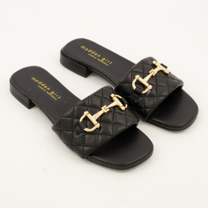 Black Snaffle Flat Sandals  - Image 1 - please select to enlarge image