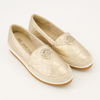 Gold Tone Janith Quilted Espadrilles - Image 1 - please select to enlarge image