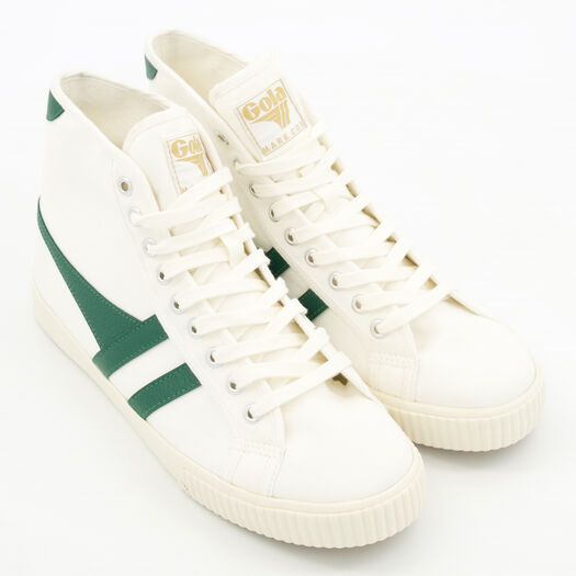 Gola Off White & Dark Green Tennis Mark Cox High Trainers