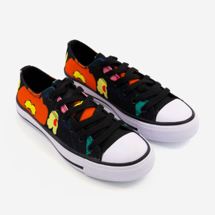Black Floral Trainers - Image 1 - please select to enlarge image