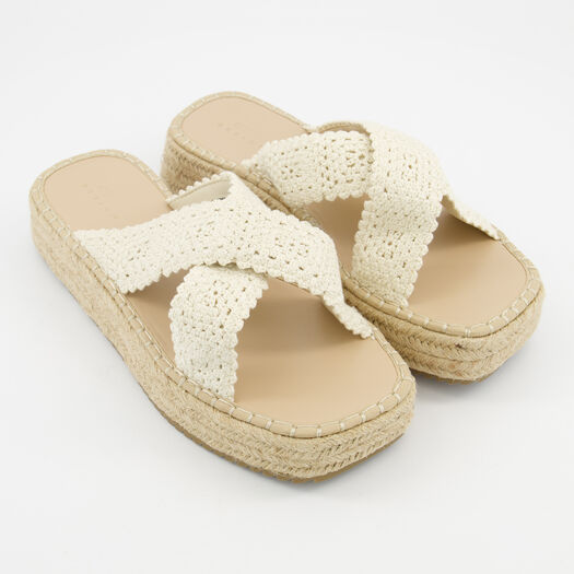 Asos Beige Wide Fit Jazlyn Flatform Mules