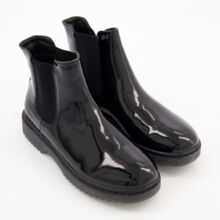 Black Glossy Chelsea Ankle Boots