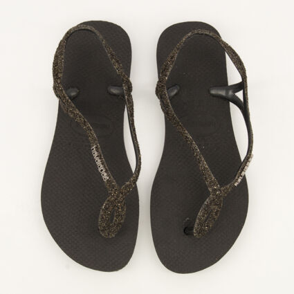 Black Luna Premium Flat Sandals - Image 1 - please select to enlarge image