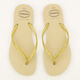 Gold Tone Gloss Flip Flops - Image 1 - please select to enlarge image