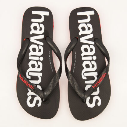 Ruby Red Logomania2 Flip Flops - Image 1 - please select to enlarge image