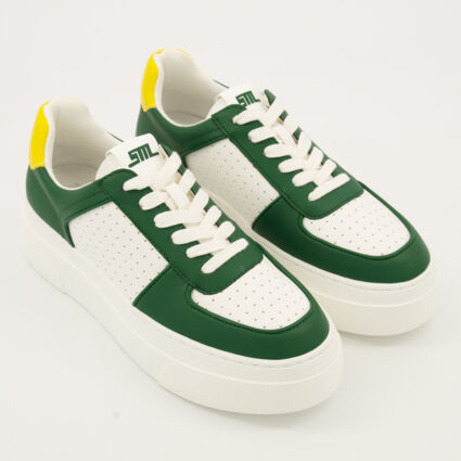 White & Green Ledge Platform Trainers  - Image 1 - please select to enlarge image
