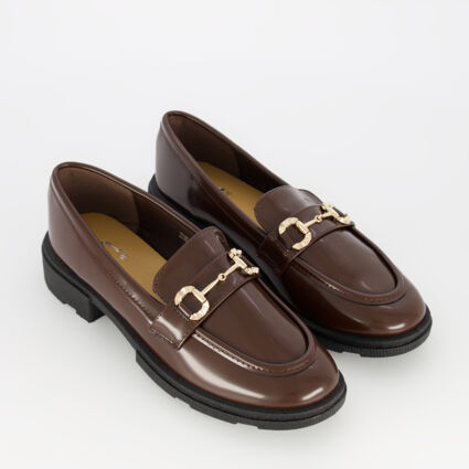 Brown Patent Loafers - Image 1 - please select to enlarge image