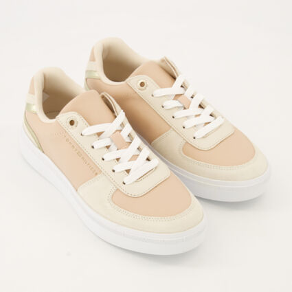 Rose Leather Court Trainers - Image 1 - please select to enlarge image