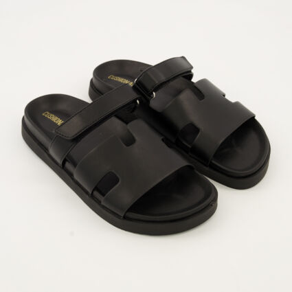 Black Lotto Flat Sandals  - Image 1 - please select to enlarge image