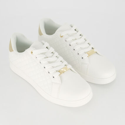 White Quilted Trainers - Image 1 - please select to enlarge image