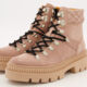 Pink Suede Quilted Ankle Flat Ankle Boots  - Image 3 - please select to enlarge image