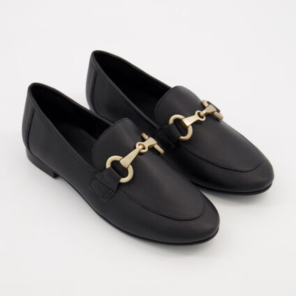Black Leather Snaffle Loafers  - Image 1 - please select to enlarge image