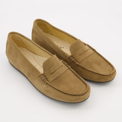 Castanho Suede Penny Loafers - Image 1 - please select to enlarge image