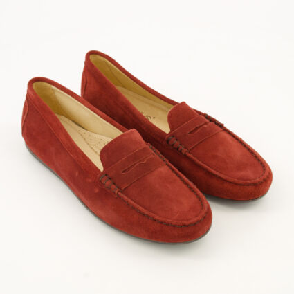 Red Leather Penny Loafers - Image 1 - please select to enlarge image