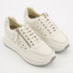 Cream Leather Perforated Trainers  - Image 1 - please select to enlarge image