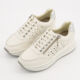 Cream Leather Perforated Trainers  - Image 3 - please select to enlarge image