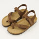 Brown Leather Brionia Flat Sandals  - Image 3 - please select to enlarge image