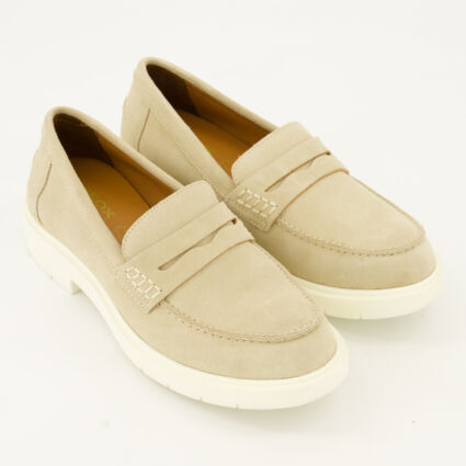 Beige Suede Loafers  - Image 1 - please select to enlarge image