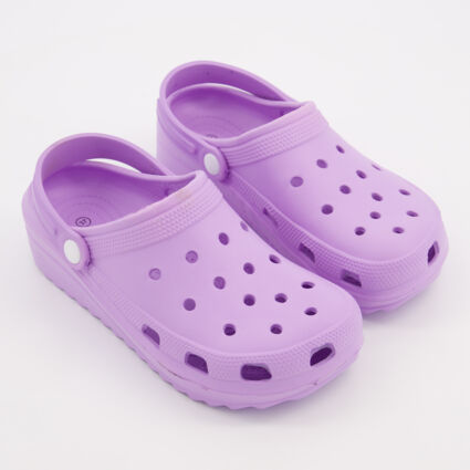 Lilac Wedge Rubber Clogs  - Image 1 - please select to enlarge image