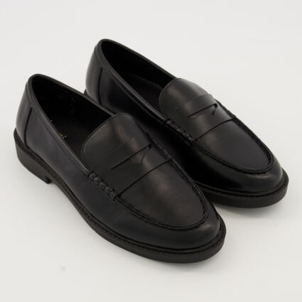 Black Slip On Loafers  - Image 1 - please select to enlarge image