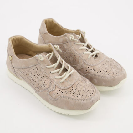 Gold Tone Leather Casual Trainers - Image 1 - please select to enlarge image