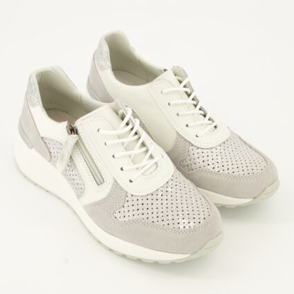 Grey & White Suede Trainers - Image 1 - please select to enlarge image