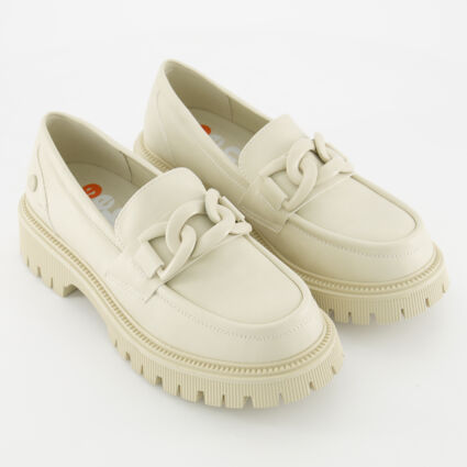 Cream Chunky Chain Loafers  - Image 1 - please select to enlarge image