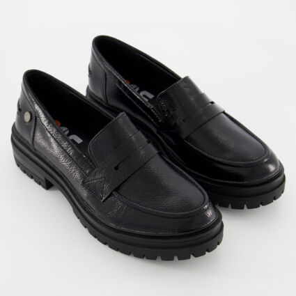Black Faux Leather Loafers  - Image 1 - please select to enlarge image