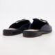 Navy Leather Backless Loafers  - Image 2 - please select to enlarge image