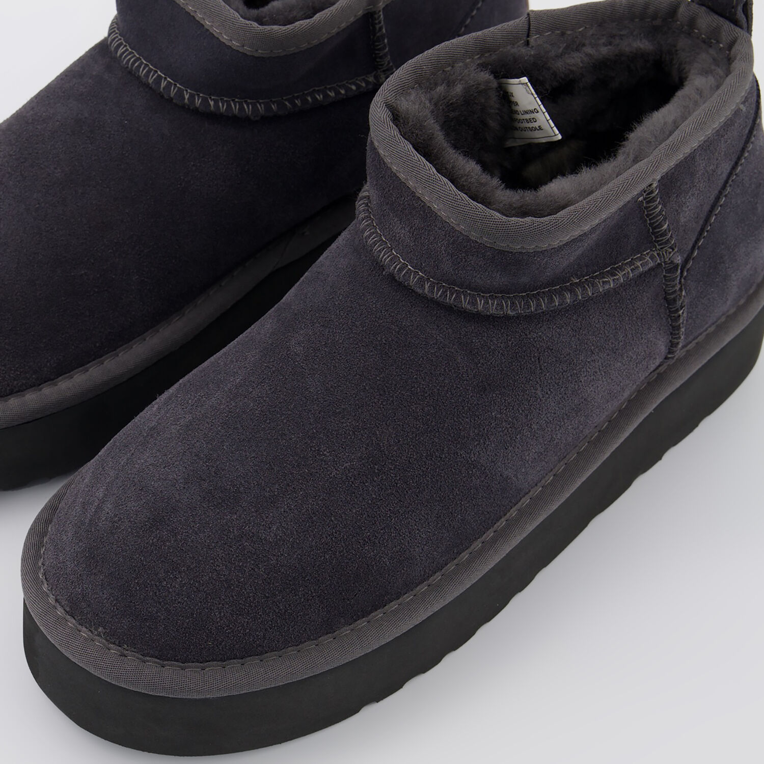 Grey Leather Mini Platform Slippers - TK Maxx UK
