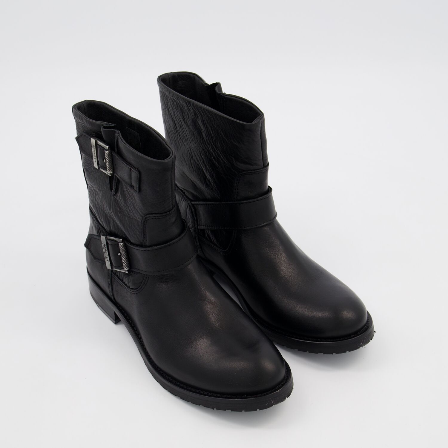 Black Leather Lima Flat Ankle Boots - TK Maxx UK