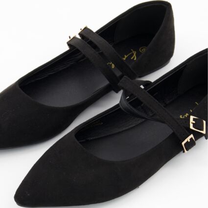 Black Buckled Ballerina Shoes - TK Maxx UK
