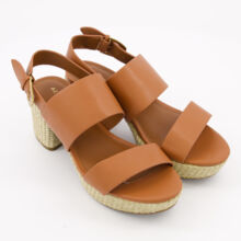 Brown Straw Heel Sandals