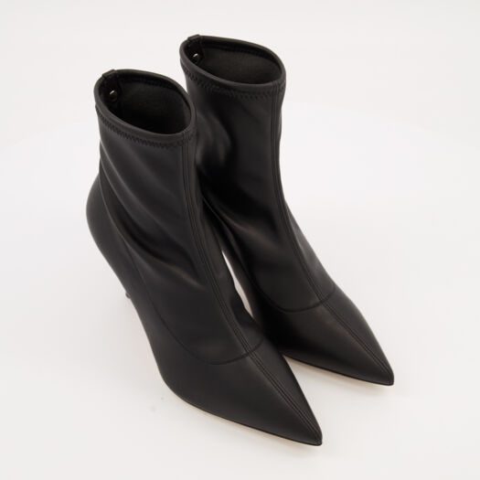 Black Stretch Heeled Ankle Boots - Image 1 - please select to enlarge image