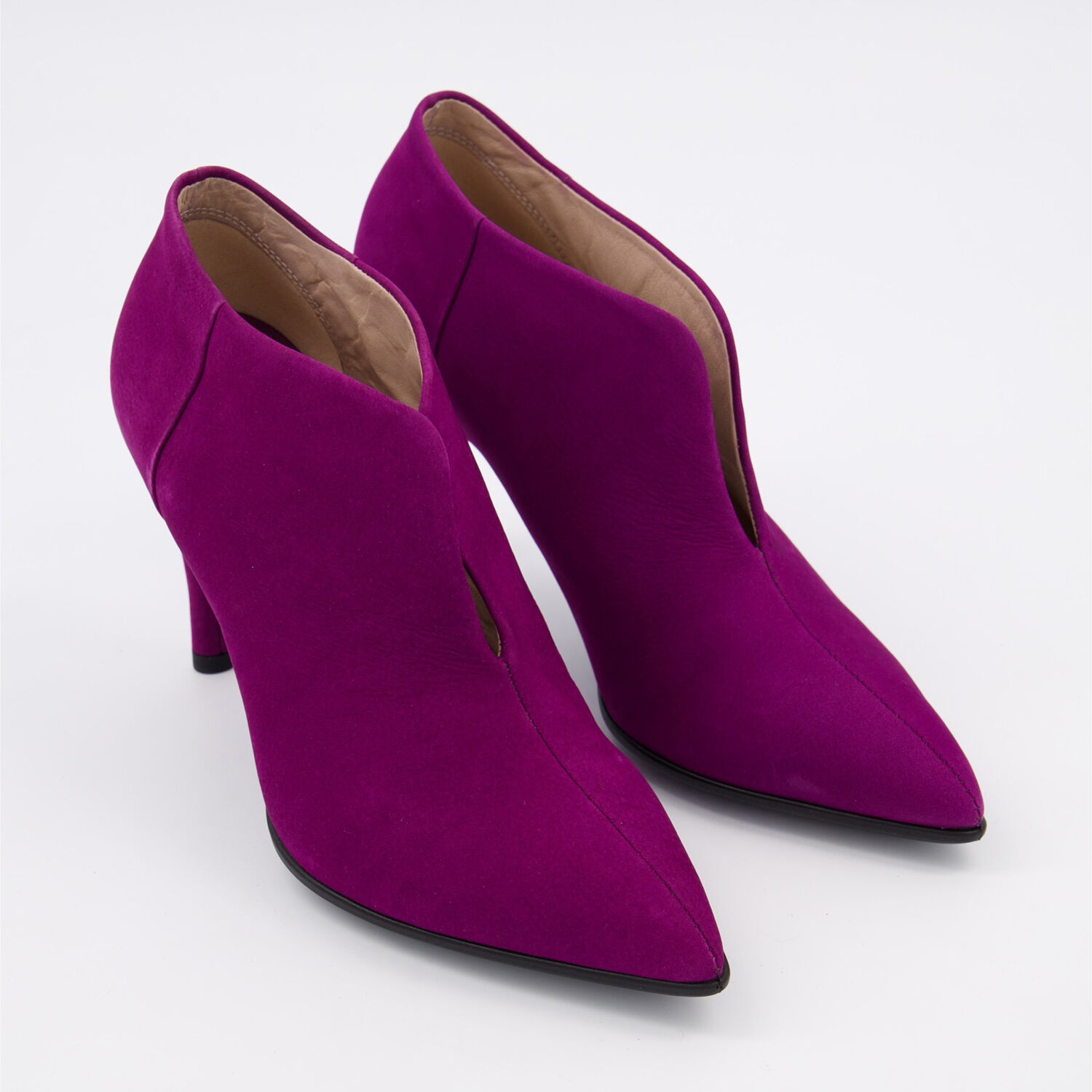 Purple Leather Heeled Ankle Boots - TK Maxx UK